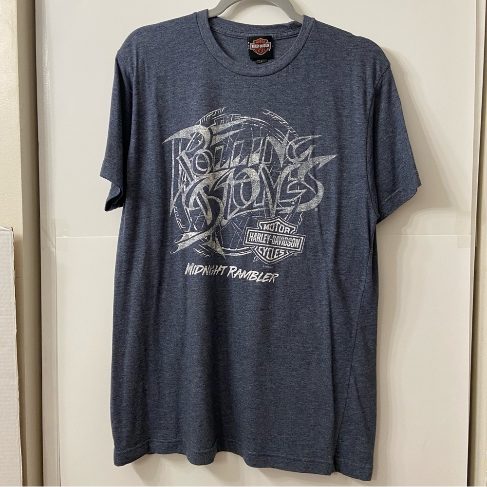 Harley Davidson Rolling Stones Blue Short Sleeve Shirt L